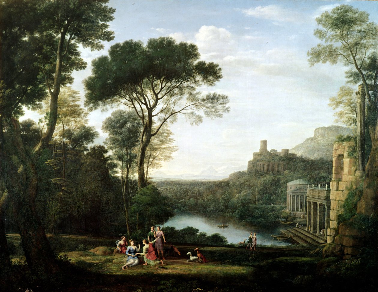 Maisema nymfi Egerian kanssa tekijältä Claude Lorrain