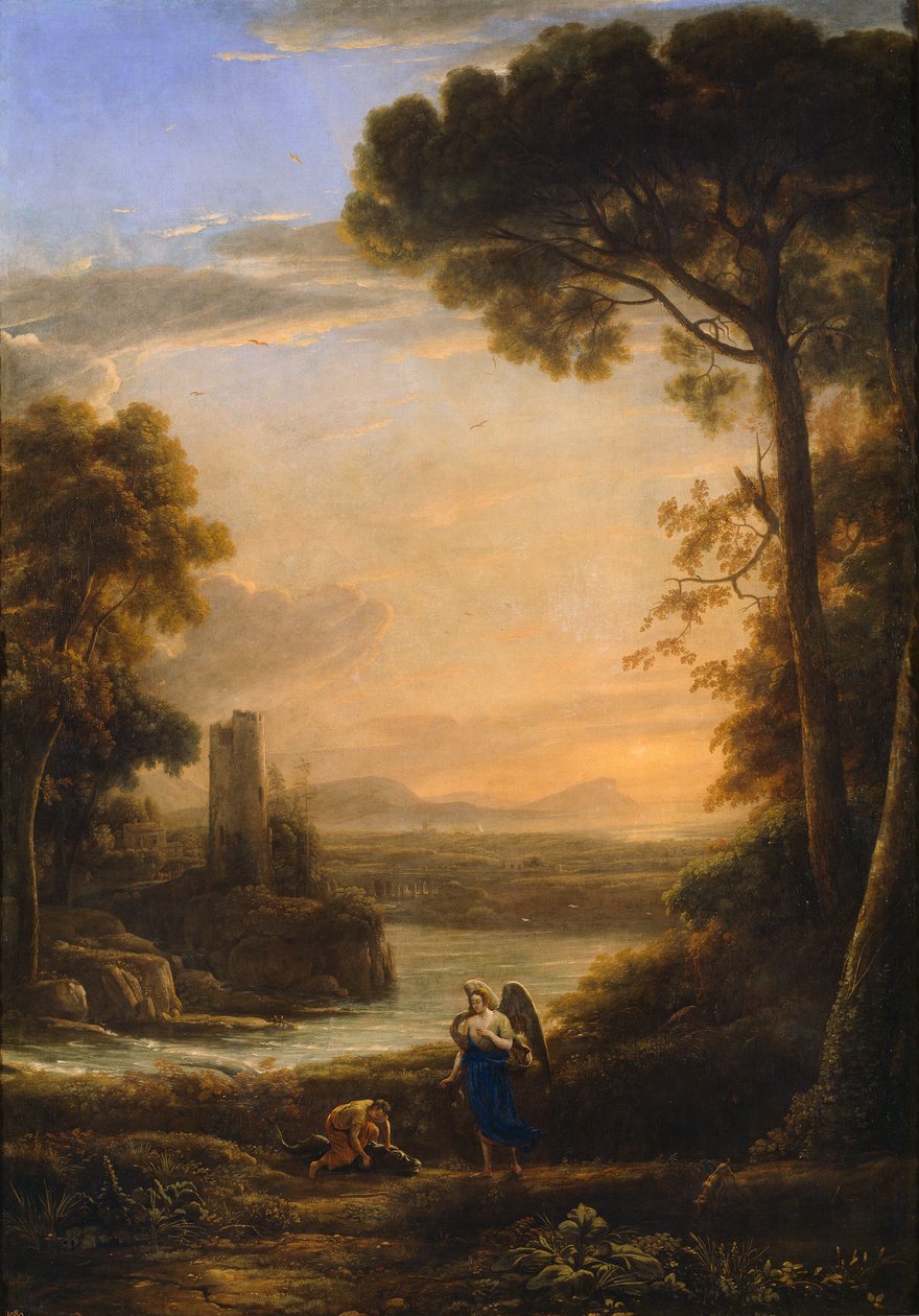 Maisema Tobiaksen ja arkkienkeli Rafaelin kanssa tekijältä Claude Lorrain