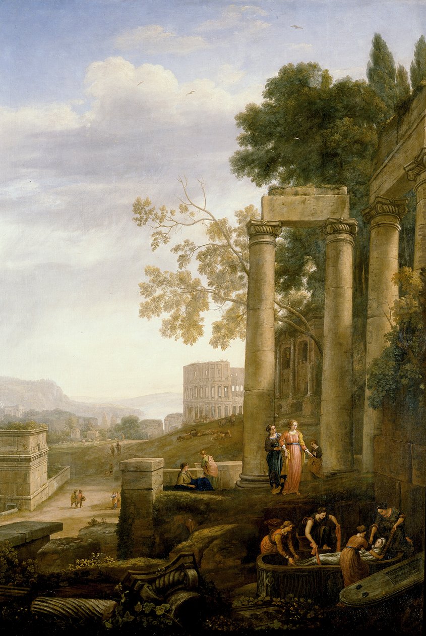 Maisema Santa Serapian hautauksen kanssa tekijältä Claude Lorrain