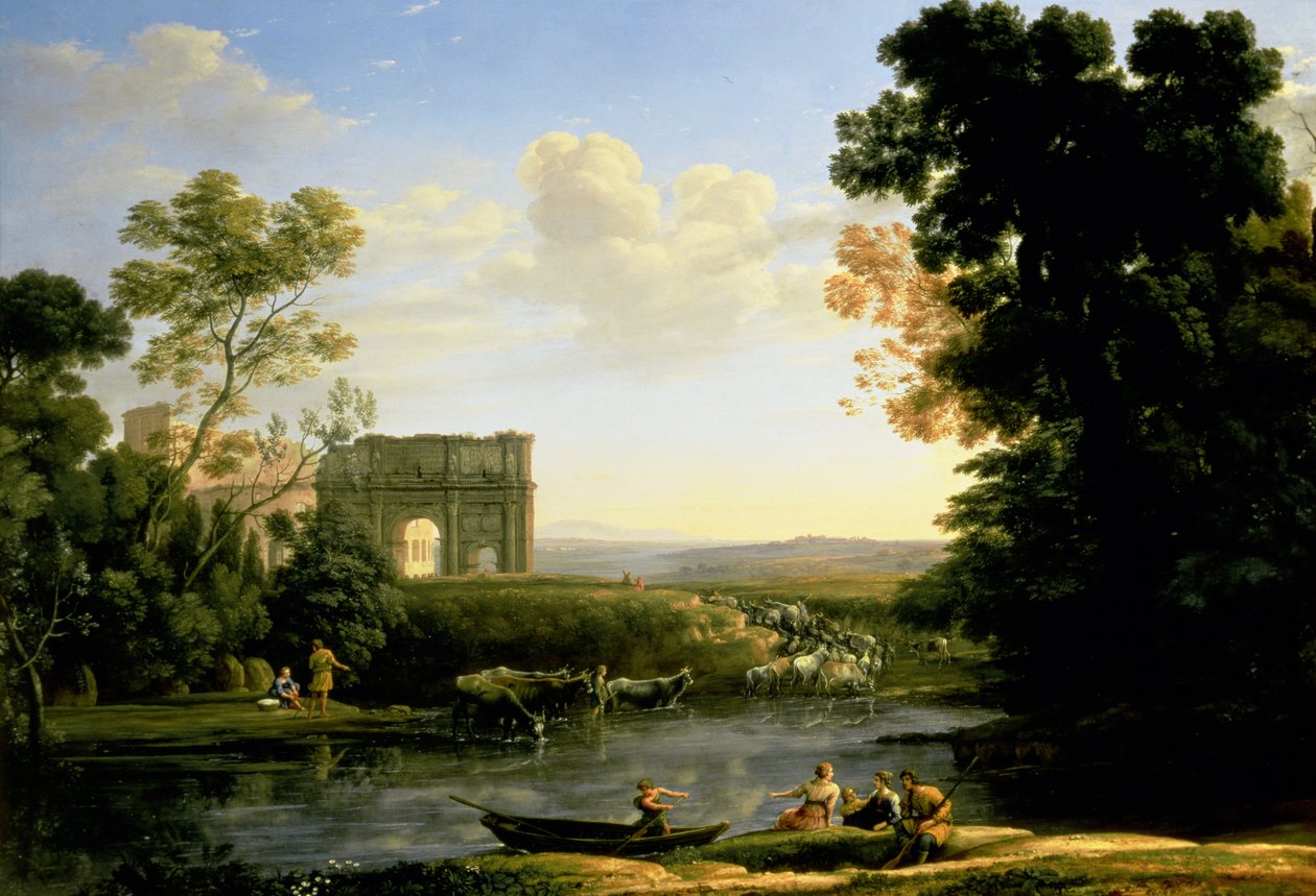 Pastoraalinen Capriccio ja Konstantinopolin kaari tekijältä Claude Lorrain