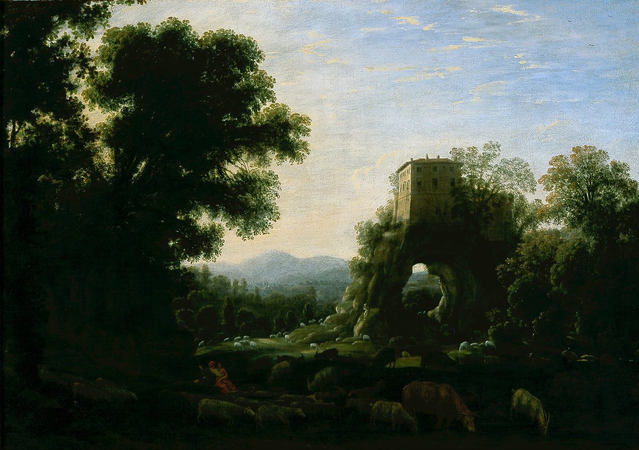 Pastoraalinen maisema tekijältä Claude Lorrain