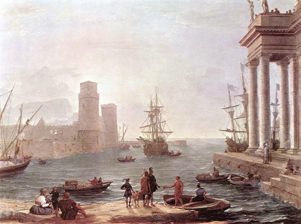 Port -kohtaus Ulyssesin lähdöllä Feacin maasta tekijältä Claude Lorrain