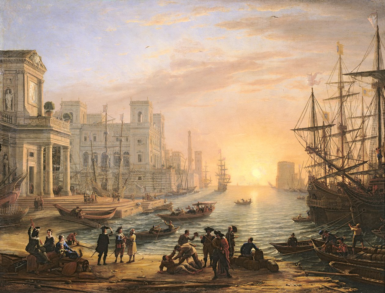 Merisatama auringonlaskun aikaan tekijältä Claude Lorrain