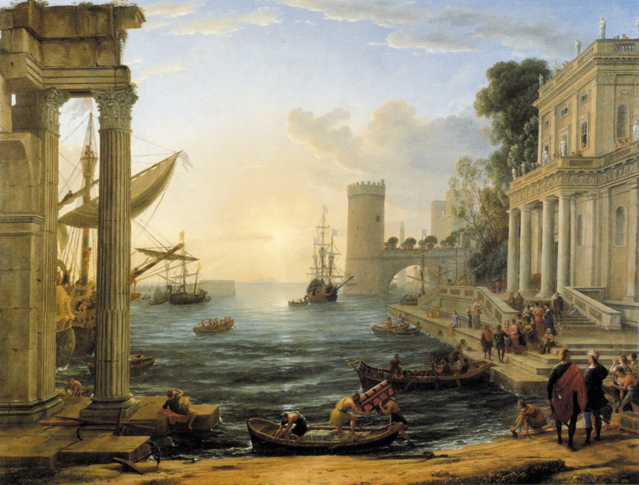 Seehafen mit der Einschiffung der Königin von Saba tekijältä Claude Lorrain