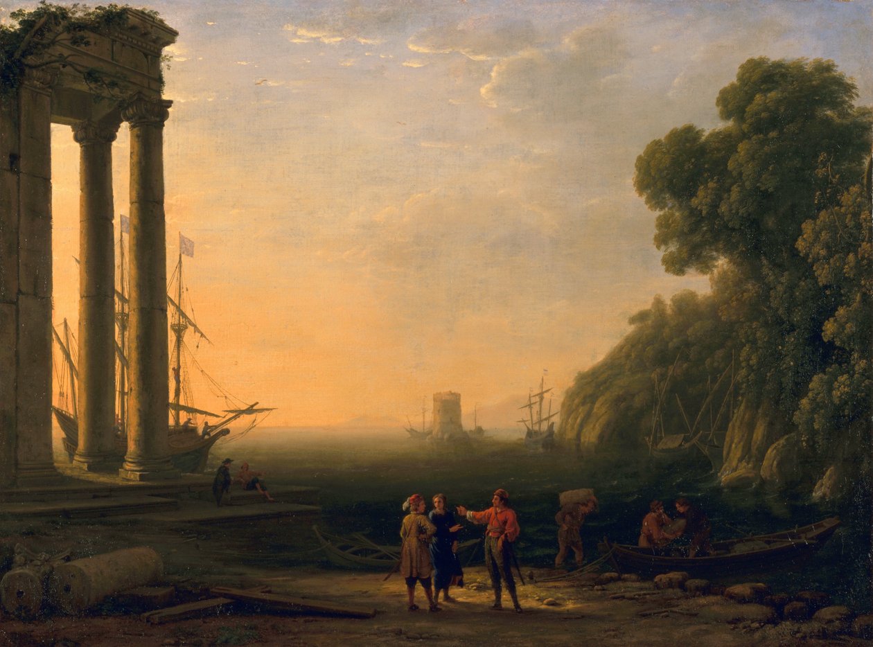 Näkymä satamaan, 1633-34 tekijältä Claude Lorrain