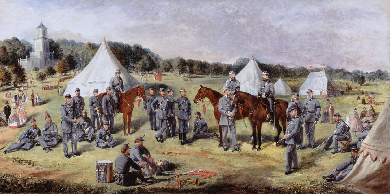 Norfolkin vapaaehtoisten 1. hallintopataljoona Gunton Parkissa, 1864 tekijältä Claude Lorraine R.W Nursey