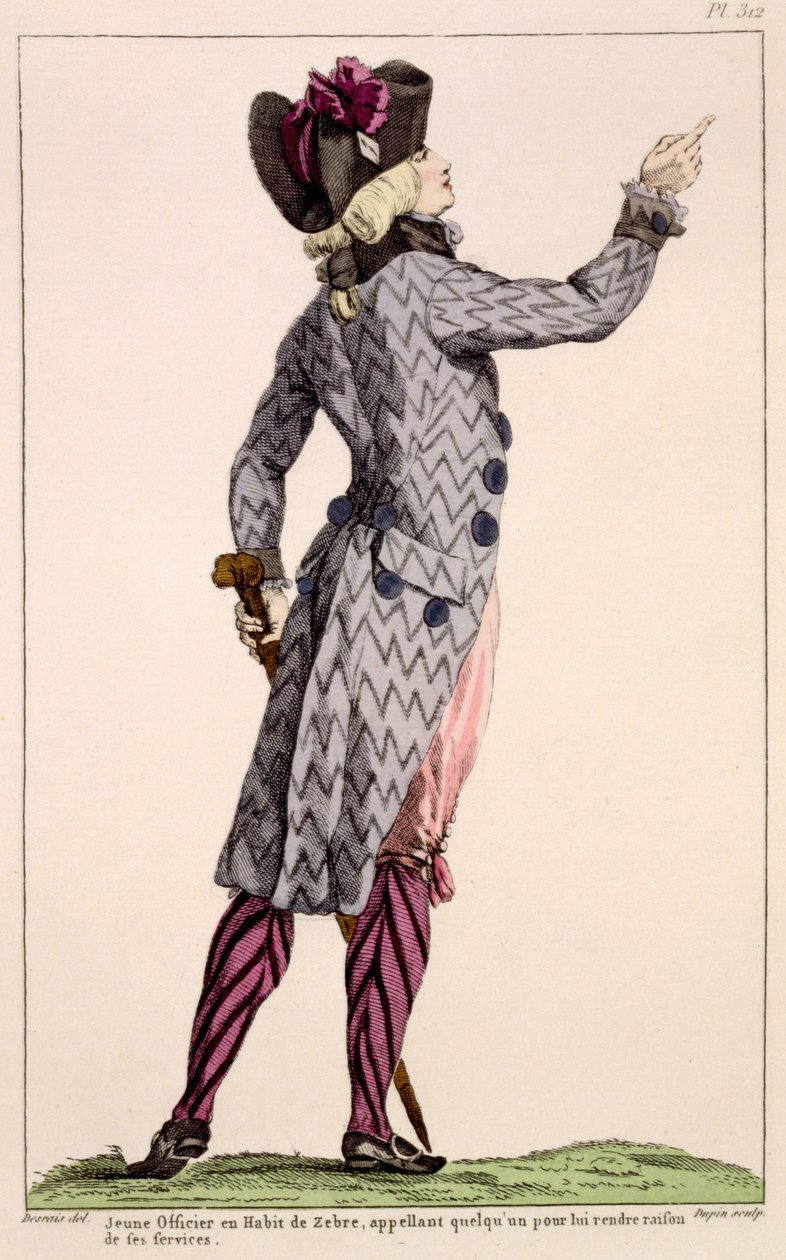 Nuori upseeri seepratakissa, printti Dupin, 1789 tekijältä Claude Louis Desrais