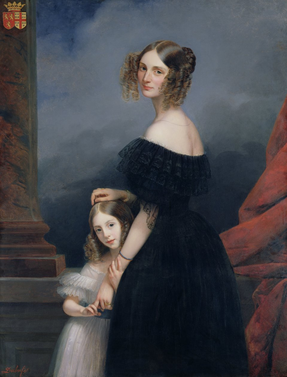 Anne-Louise Alix de Montmorencyn muotokuva tyttärensä kanssa, n. 1840 tekijältä Claude Marie Dubufe