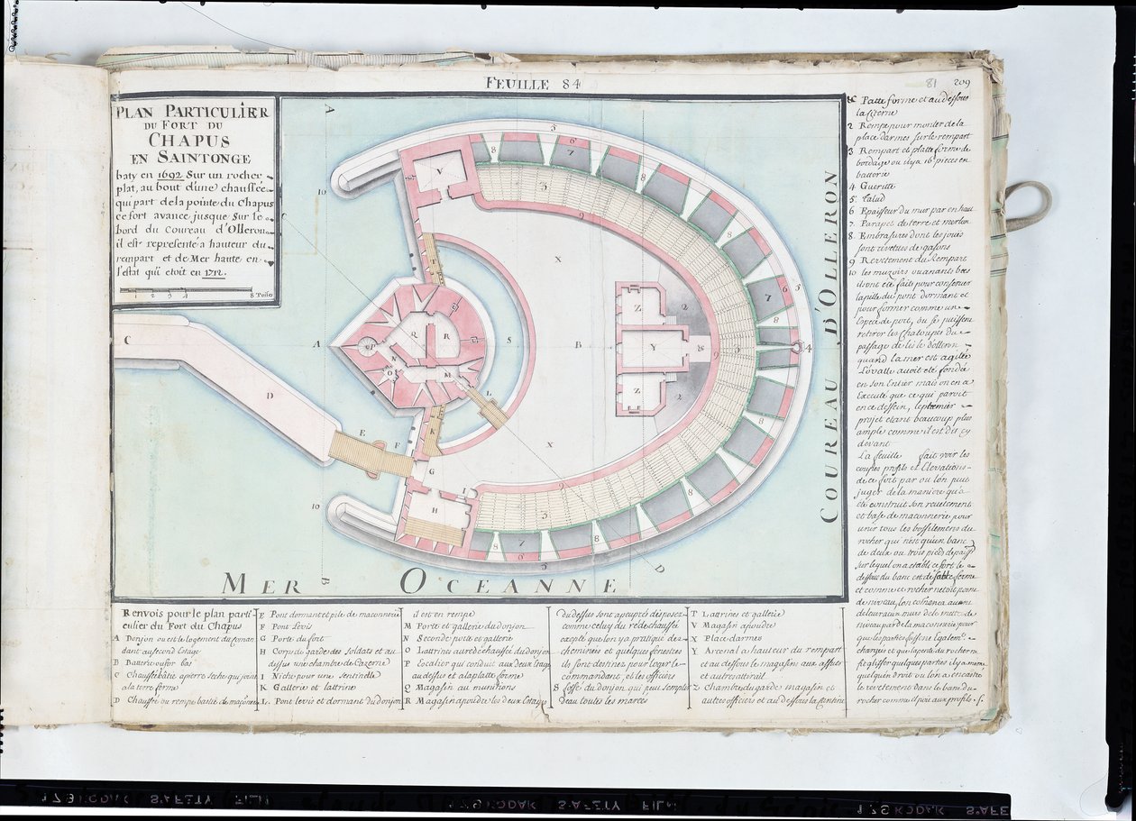 Atlas 131 F fol.84 Chapusin linnoituksen suunnitelma Traite de Fortificationsista tekijältä Claude Masse