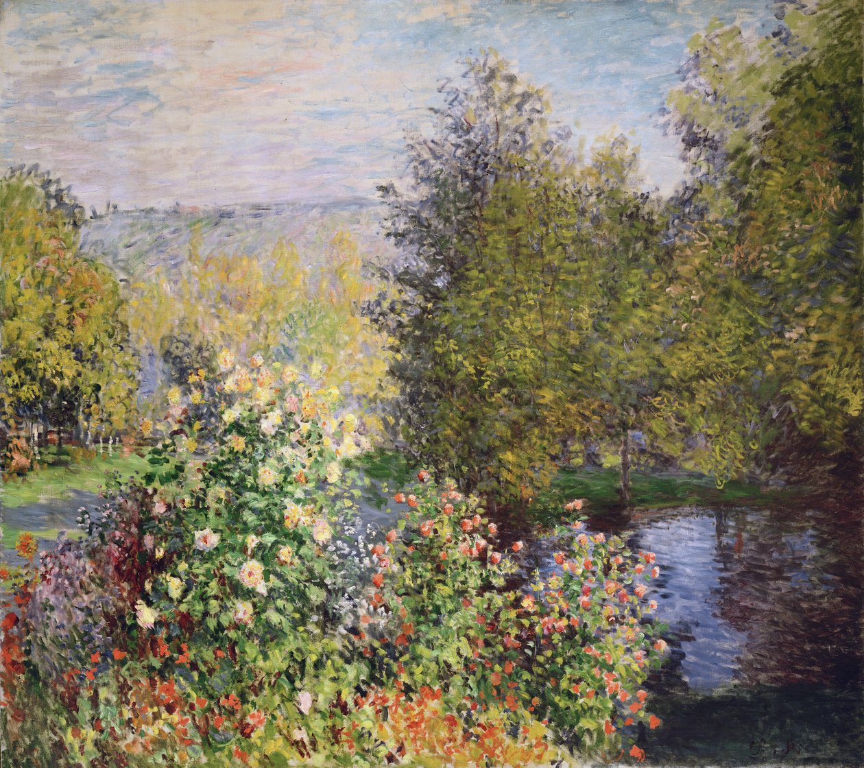 Montgeronin puutarhan kulma 1876-7 tekijältä Claude Monet