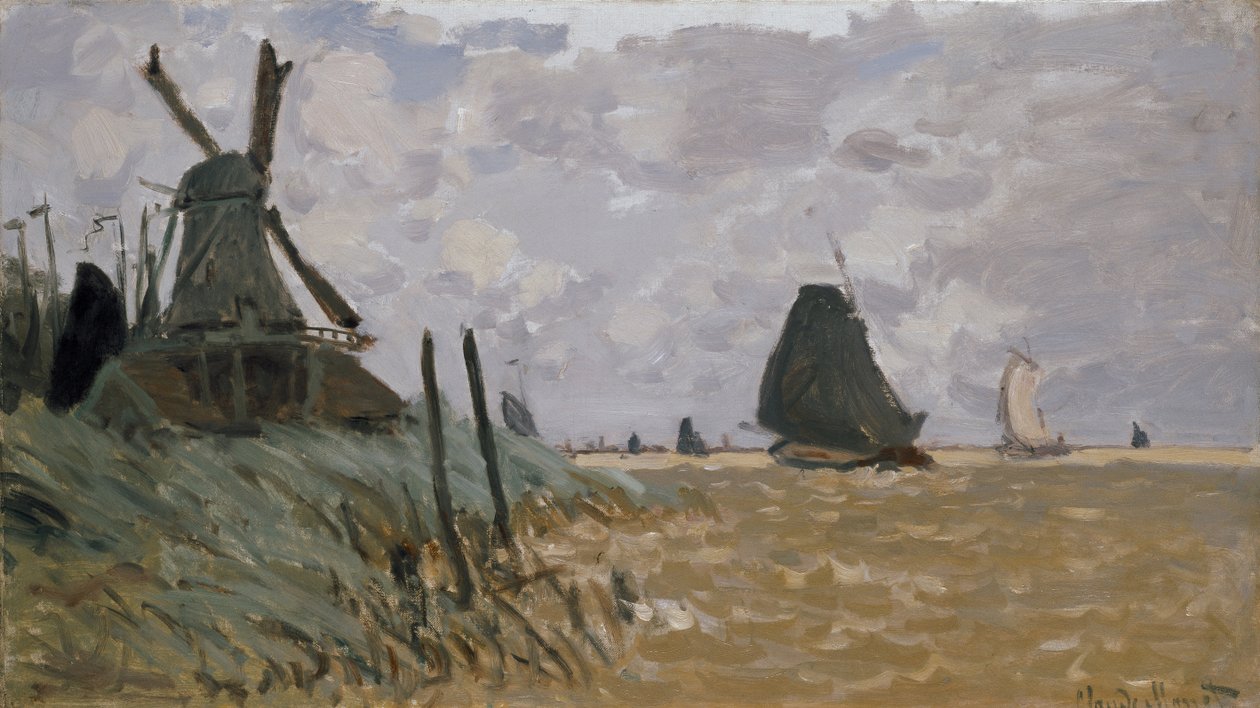 Tuulimylly lähellä Zaandamia, 1800-luku tekijältä Claude Monet