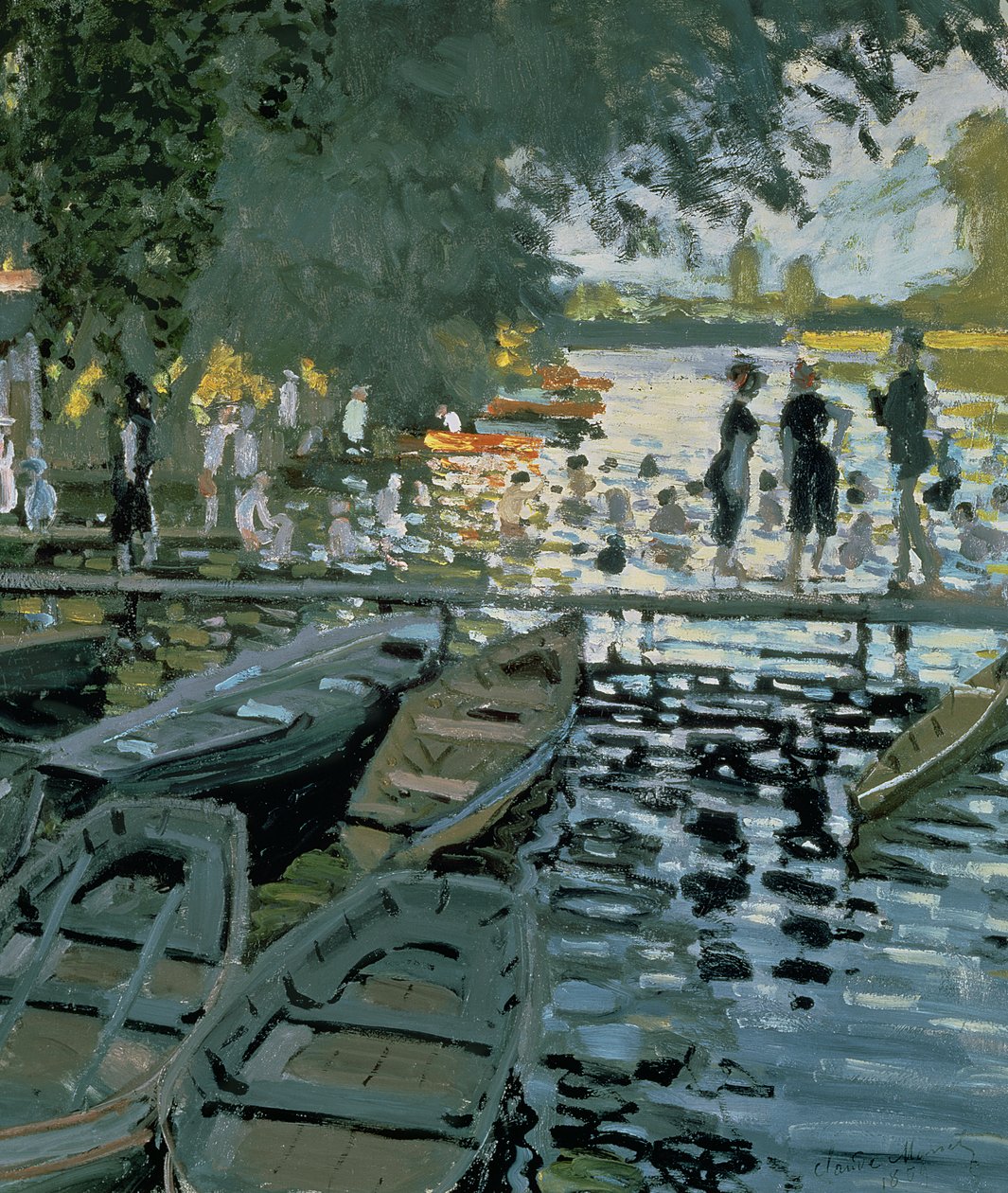 La Grenouilleren uimarit, 1869 (yksityiskohta) tekijältä Claude Monet
