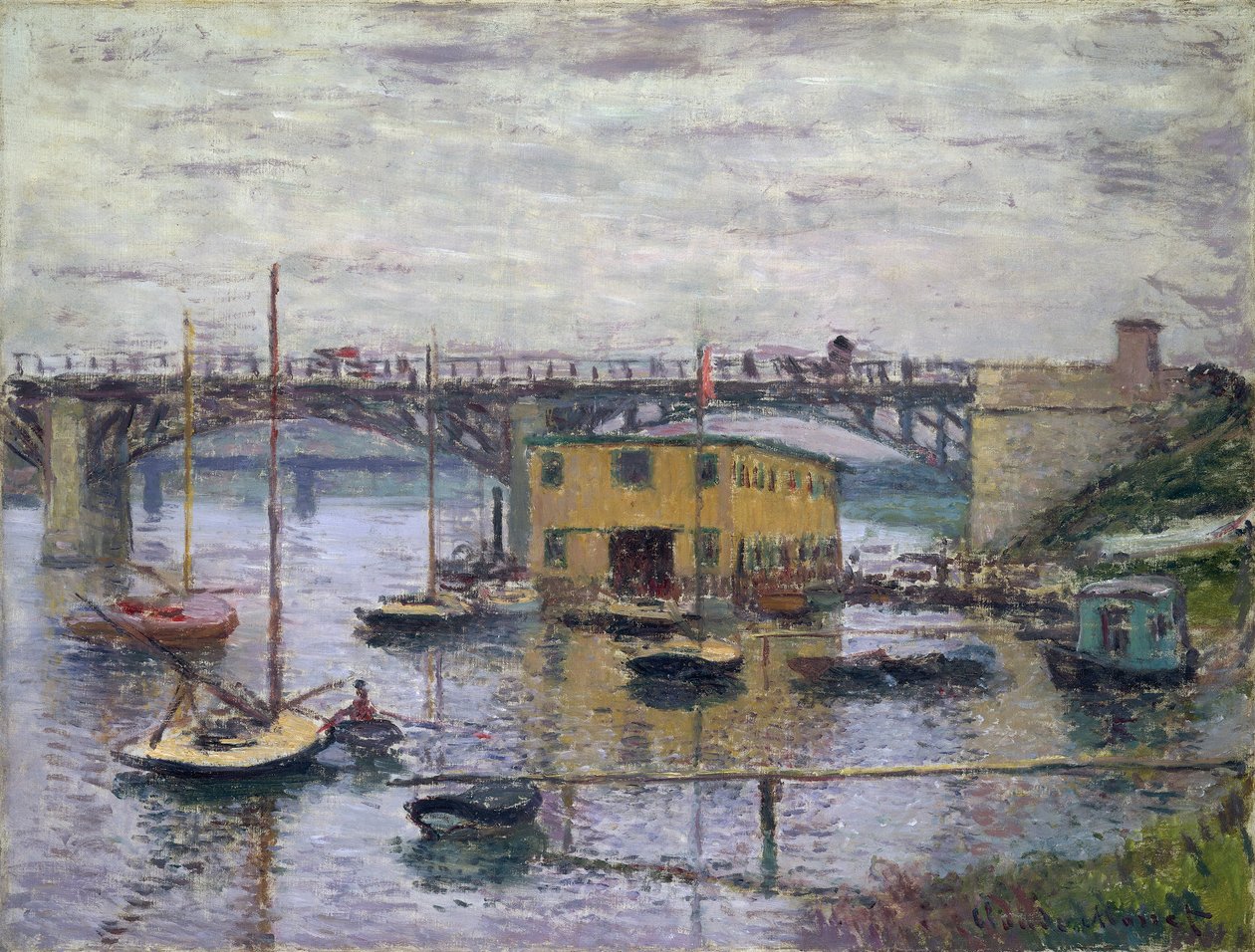 Silta Argenteuilissa harmaana päivänä tekijältä Claude Monet