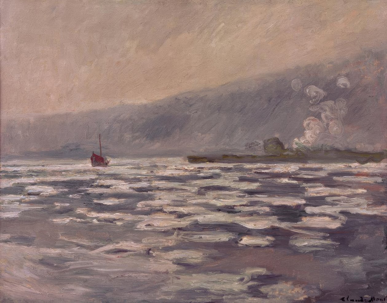 Eisschollen bei der Schleuse von Port-Villez tekijältä Claude Monet