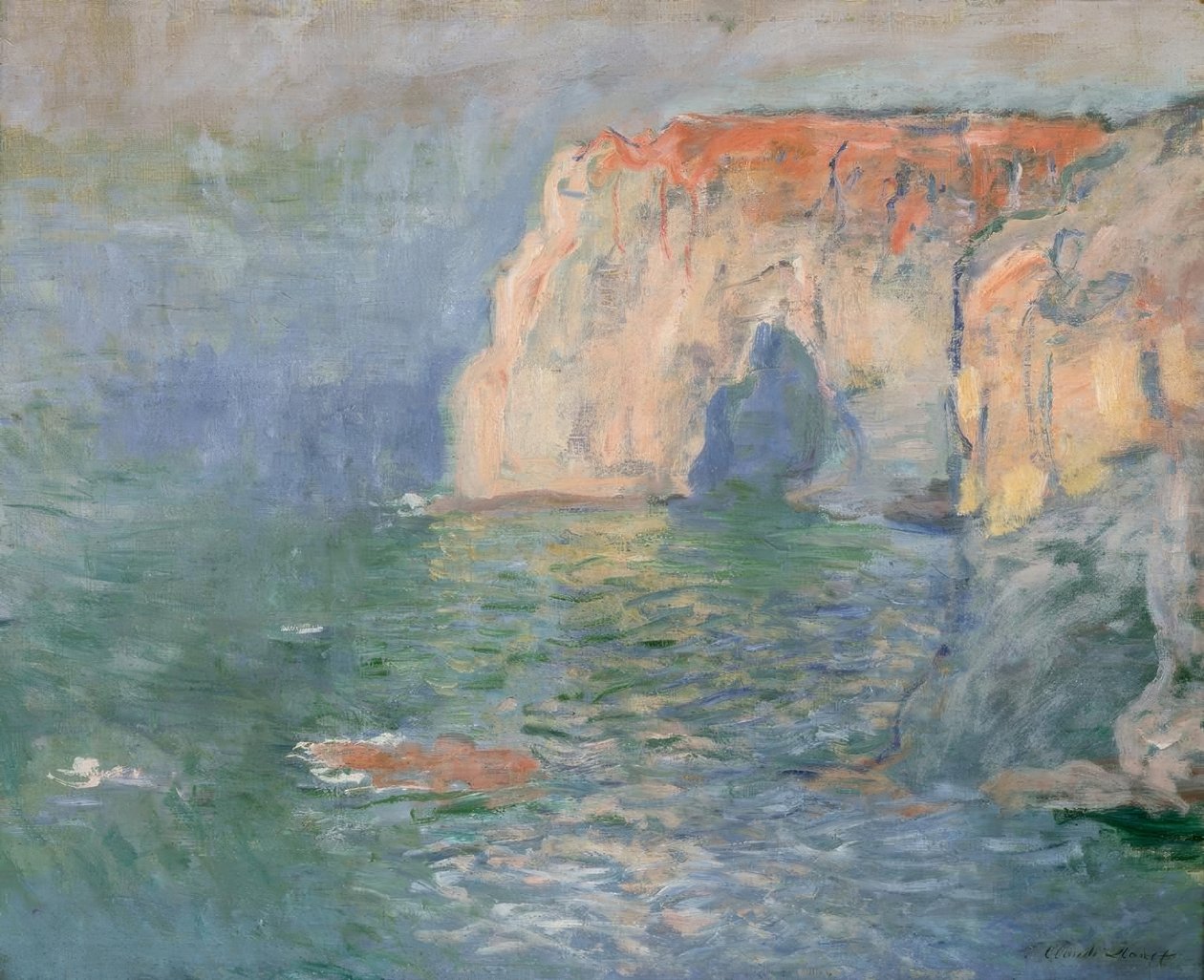 Etretat: La Manneporte, reflets sur l