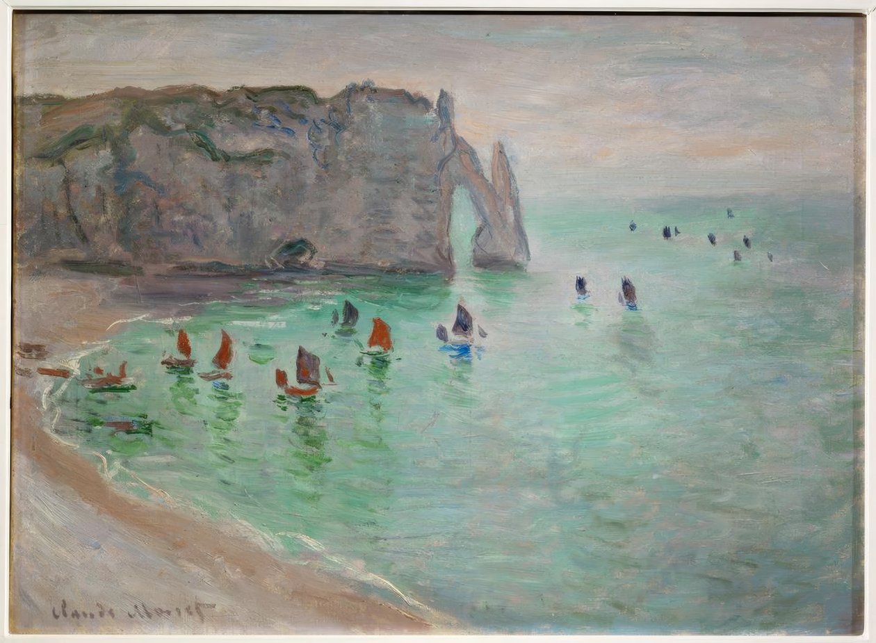 Etretat, Porte d’Aval: bateaux de pêche sortant du port tekijältä Claude Monet
