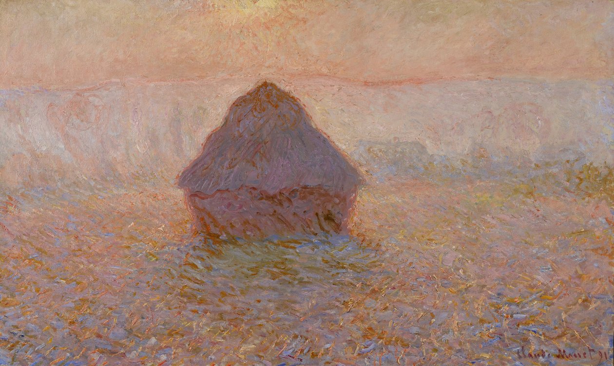Grainstack, Sun in the Mist, 1891 tekijältä Claude Monet