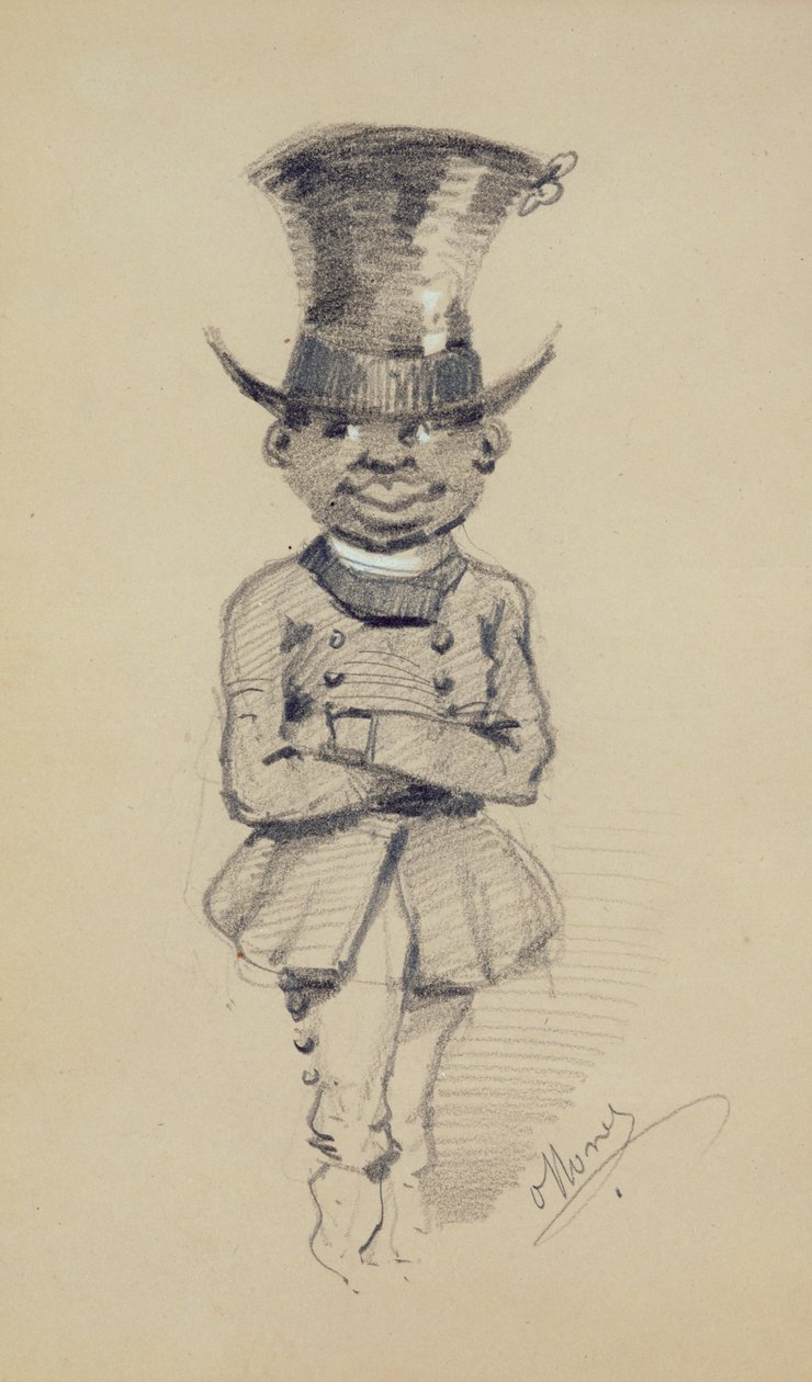 Sulhanen silinterissä, 1857 (musta ja valkoinen liitu paperille) tekijältä Claude Monet