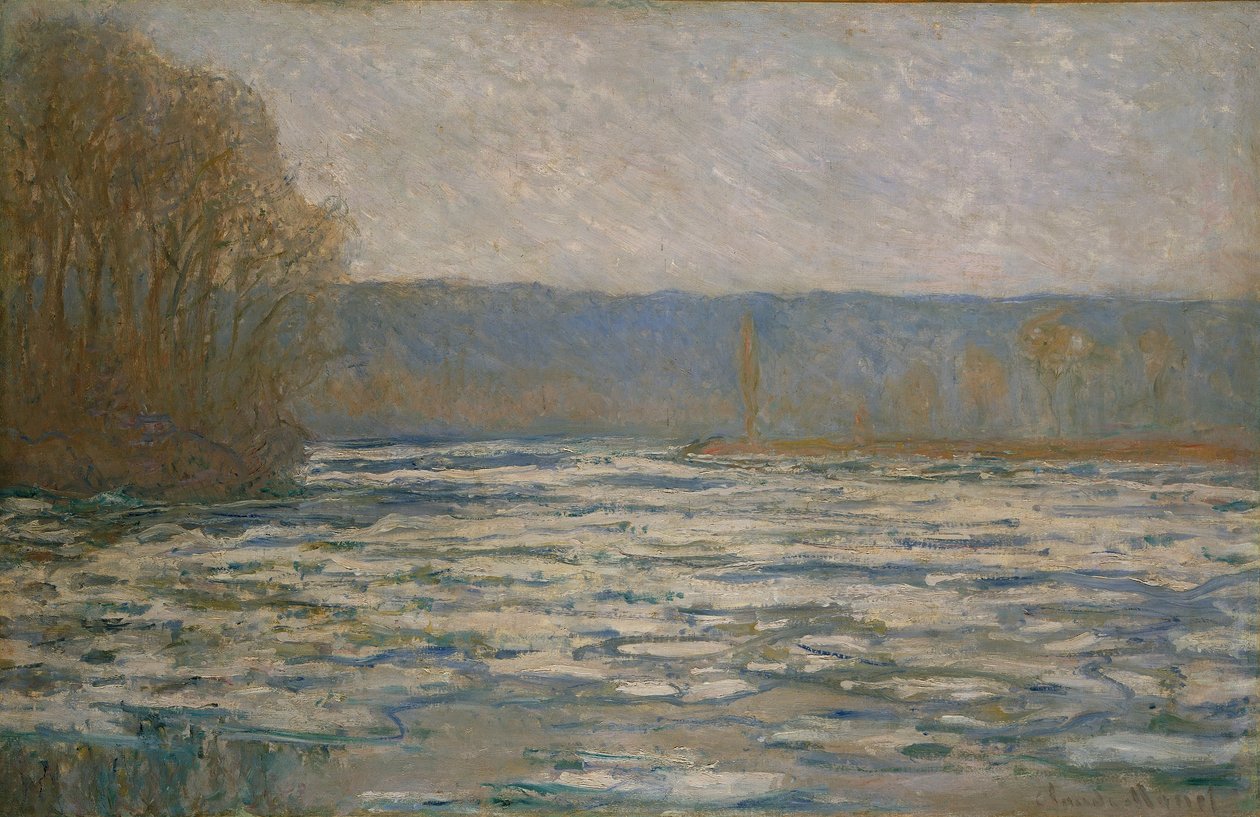 Jää hajosi Seineen lähellä Bennecourtia tekijältä Claude Monet
