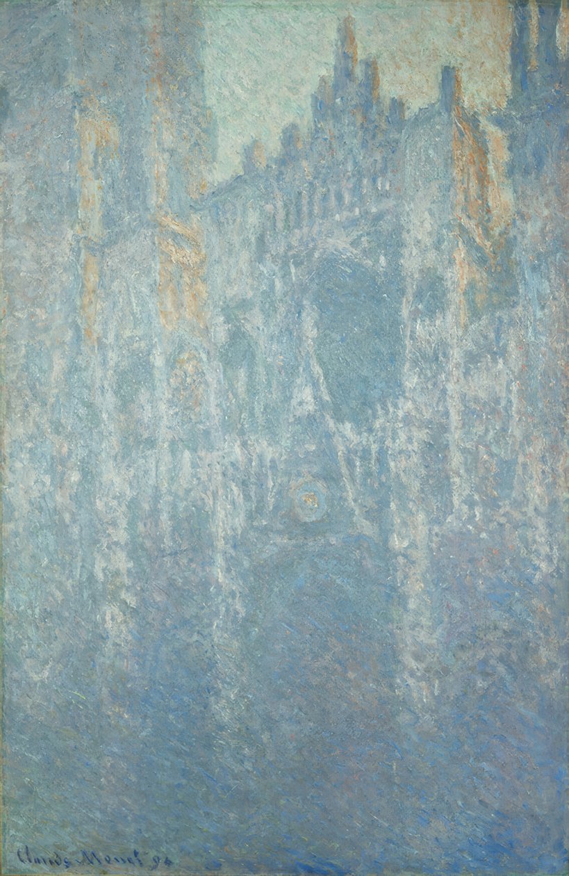 La Cathedrale de Rouen, le portail, brouillard matinal tekijältä Claude Monet