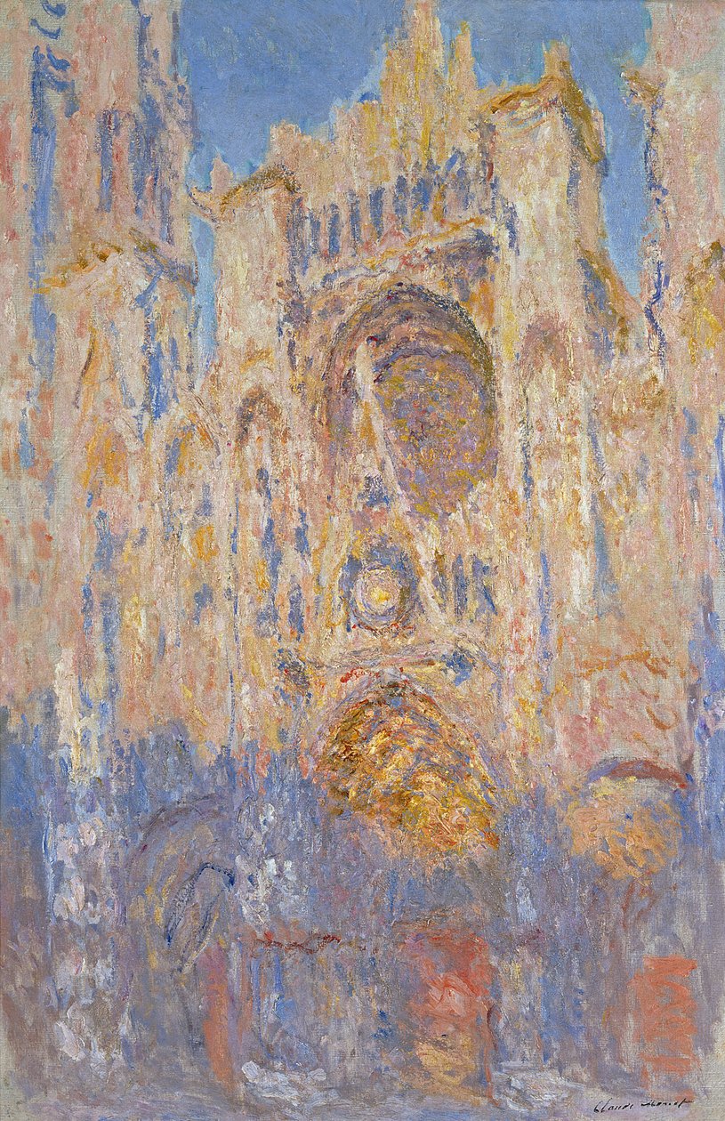 Rouenin katedraali, auringonvalon vaikutukset, auringonlasku tekijältä Claude Monet