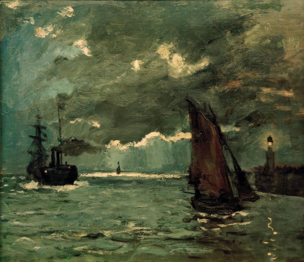 Seestück, Schiffe im Mondschein tekijältä Claude Monet