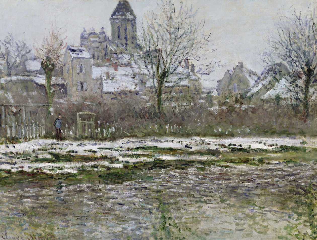 Vetheuilin kirkko lumen alla, 1878-79 tekijältä Claude Monet