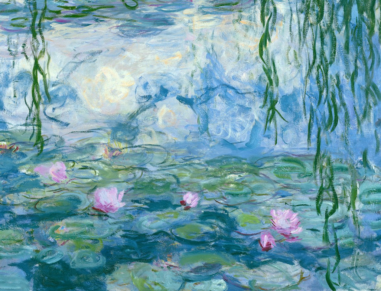 Vesililjat, 1916-19 öljy kankaalle yksityiskohta kuvasta 161015. tekijältä Claude Monet