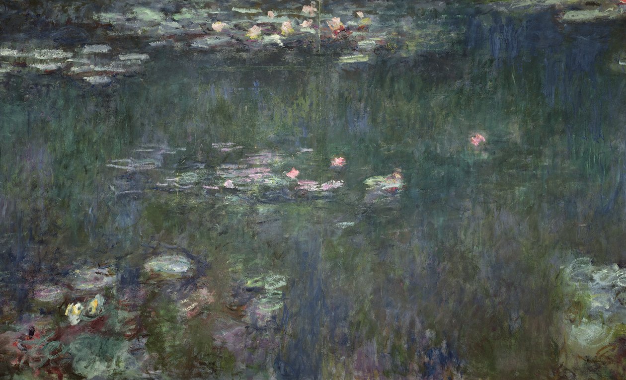 Vesililjat: Green Reflections, 1914-1918 (keskiosa) (katso myös 70302 ja 56001) tekijältä Claude Monet