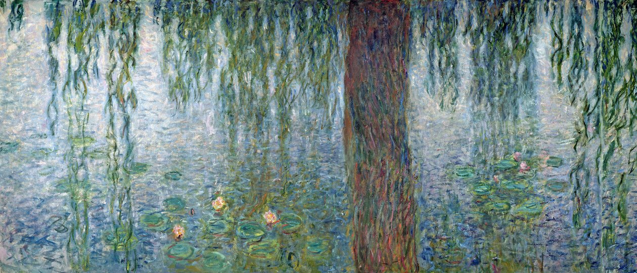 Lummet: Aamu itkevien pajujen kanssa, yksityiskohta vasemmasta osasta, 1915-26 (katso myös 162348-9) tekijältä Claude Monet