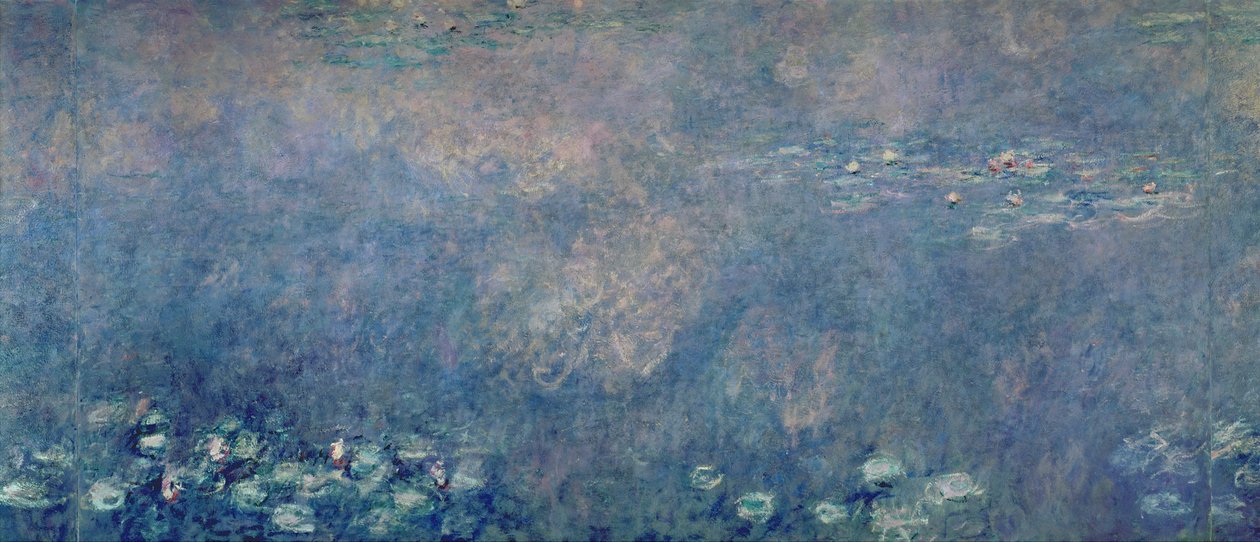 Vesililjat: Kaksi itkevää pajua, keskellä vasen osa, 1914-18 (katso myös 75700, 75702-03) tekijältä Claude Monet