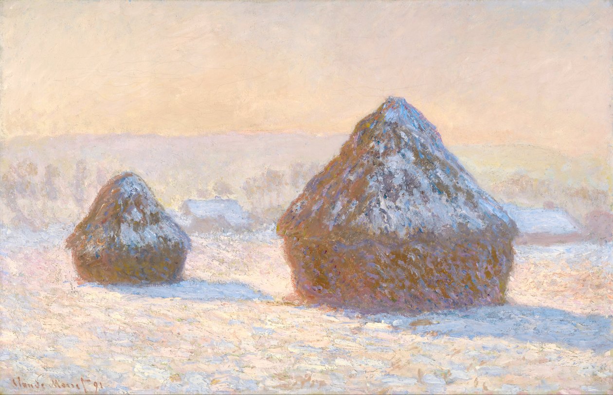 Vehnäpaalut, Lumiefekti, Aamu tekijältä Claude Monet