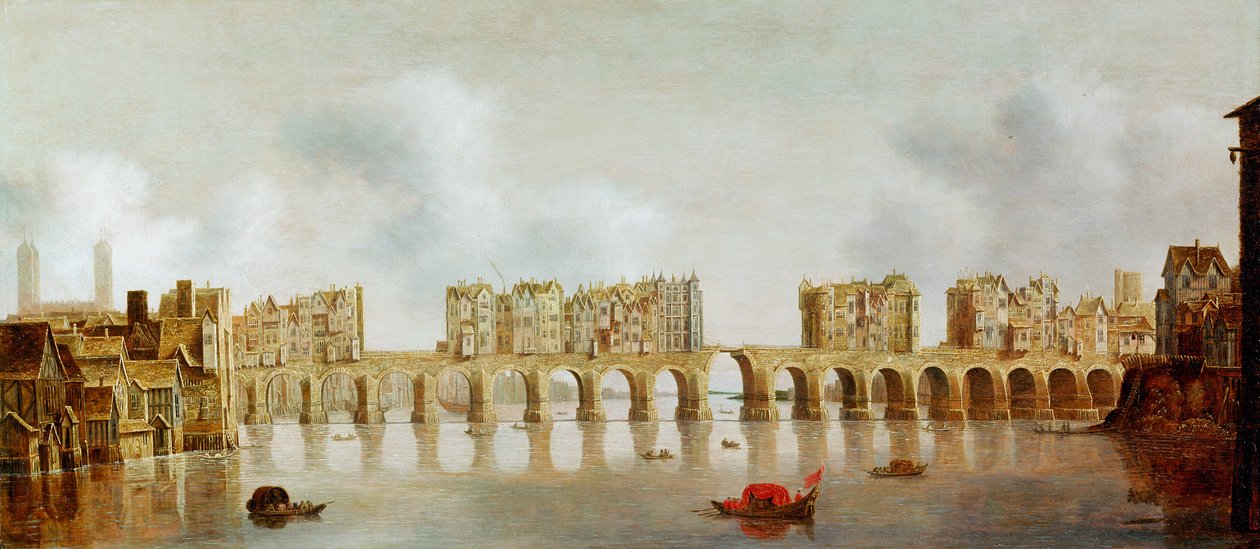 Näkymä London Bridgelle, n. 1632 tekijältä Claude de Jongh