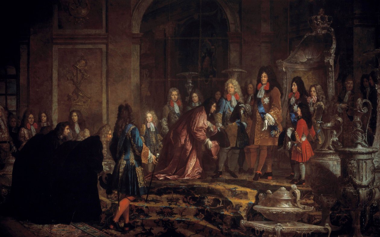 Kuningas Ludvig XIV:lle hyvitys Geenidogen Galerie des Glacesissa Versailles