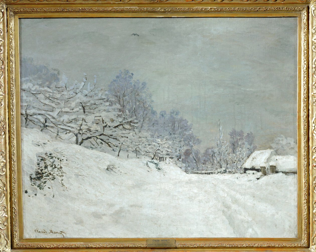 Honfleurin ympäristössä. Lumi ... tekijältä Claude (follower of) Monet