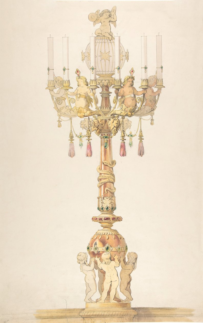 Suunnittelu kynttelikkölle, 1810-38. tekijältä Claude Aimé Chenavard