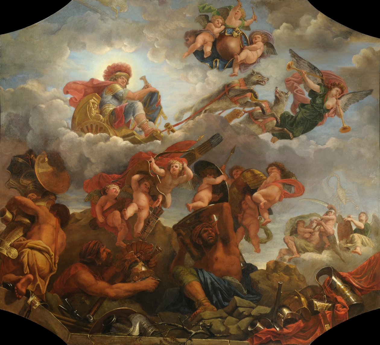 Mars vaunuissaan susien vetämänä, 1673 tekijältä Claude Audran the Younger