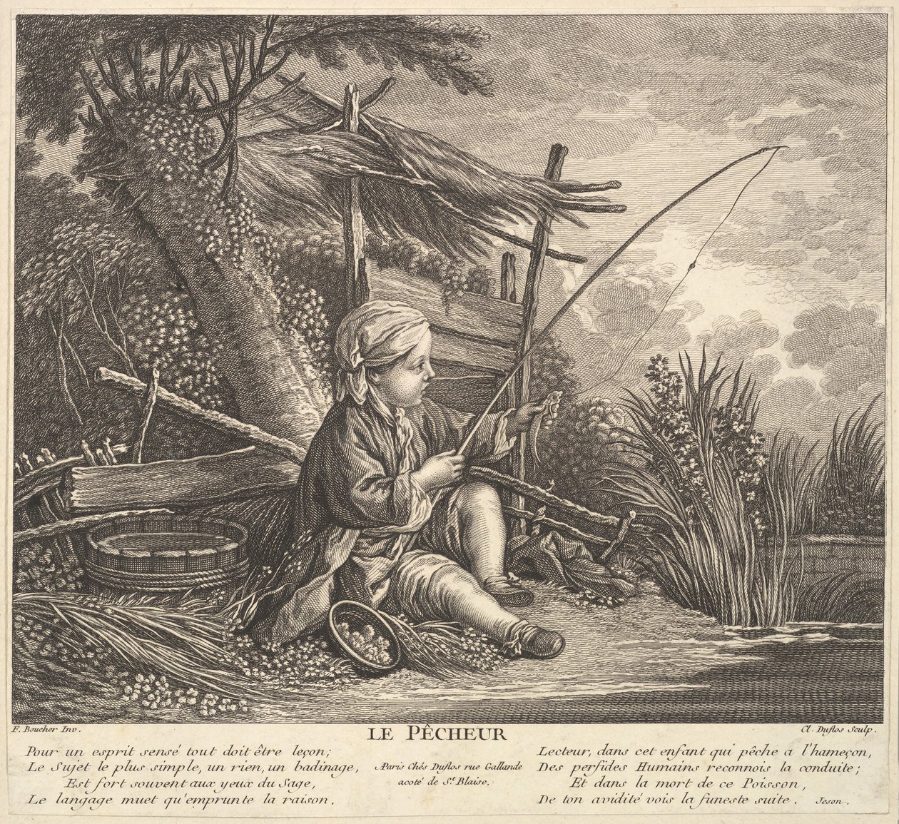 Kalastaja, n. 1753. tekijältä Claude Augustin Duflos