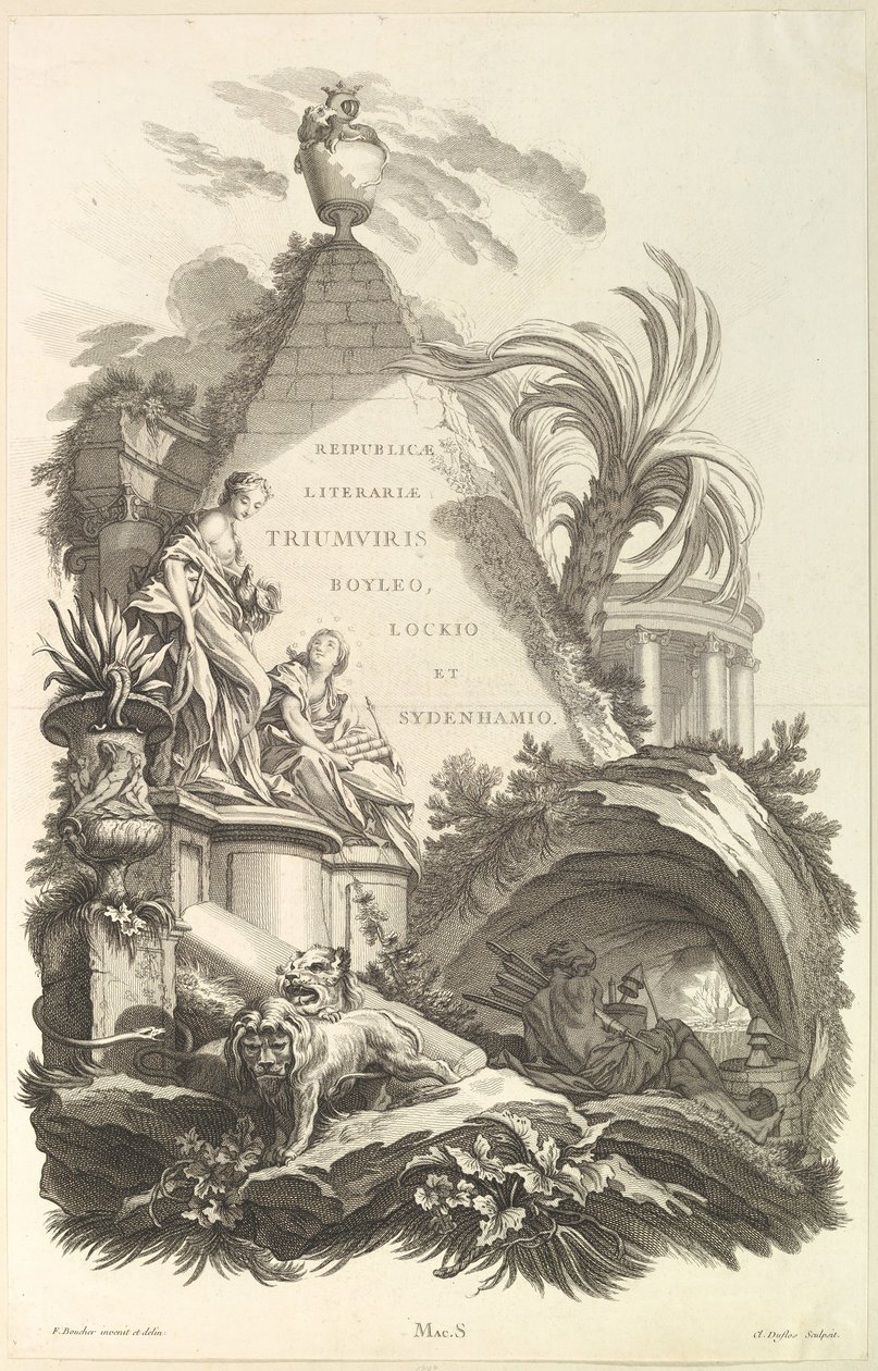 Boylen, Locken ja Sydenhamin haudan etukappale Haudan etukappale..., n. 1736. tekijältä Claude Augustin Duflos