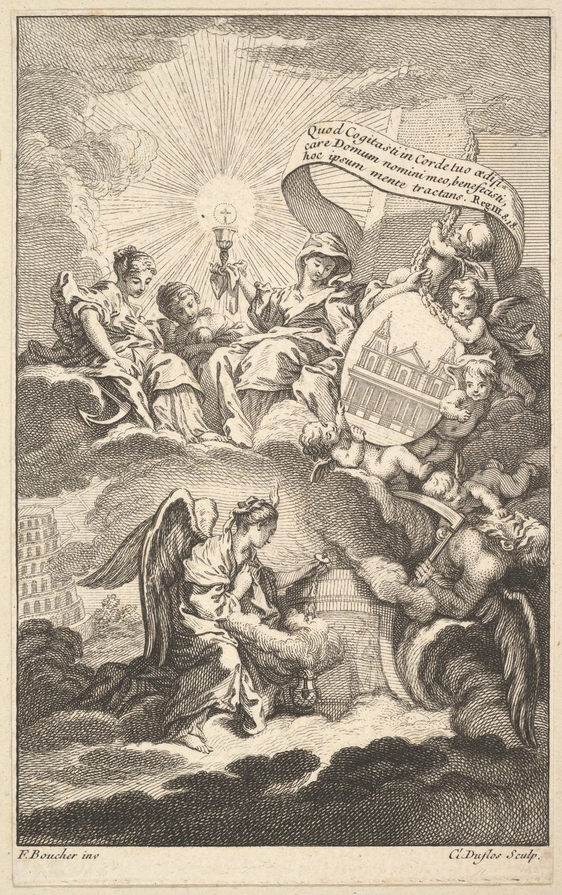 Etukappale, Alexis Pironin St. Sulpicen rakennuksesta, n. 1744. tekijältä Claude Augustin Duflos