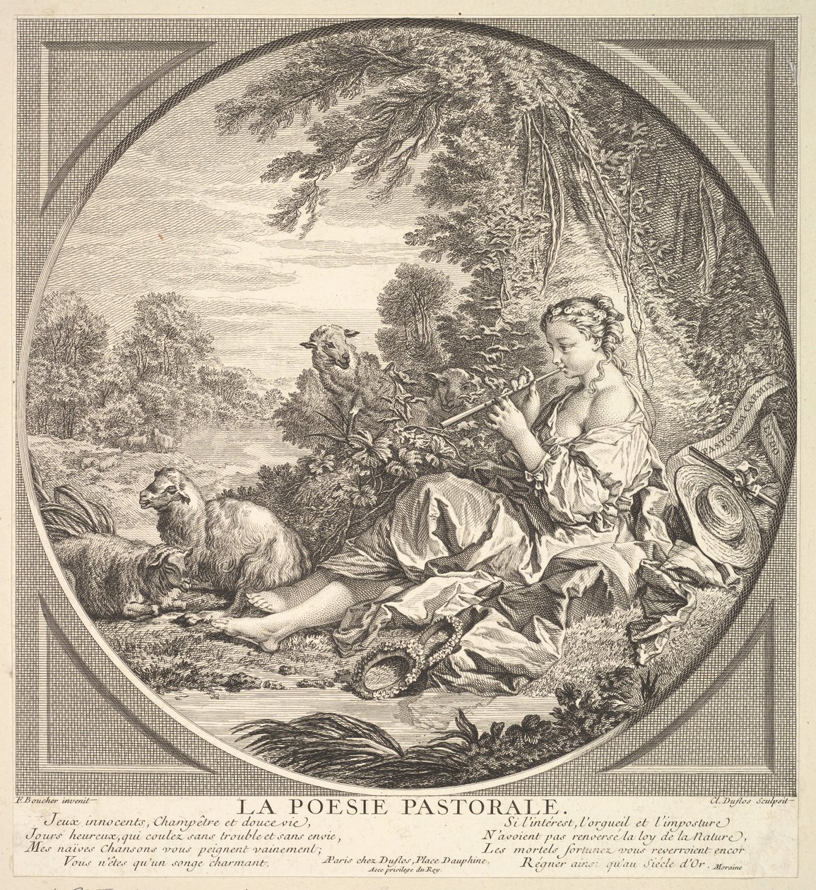 Pastoraalirunous, n. 1742. tekijältä Claude Augustin Duflos