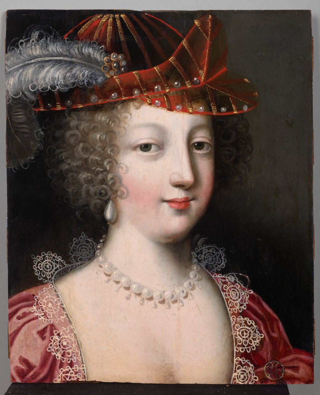 Naisen muotokuva hatussa, n. 1630-40 (öljy paneelille) tekijältä Claude Deruet