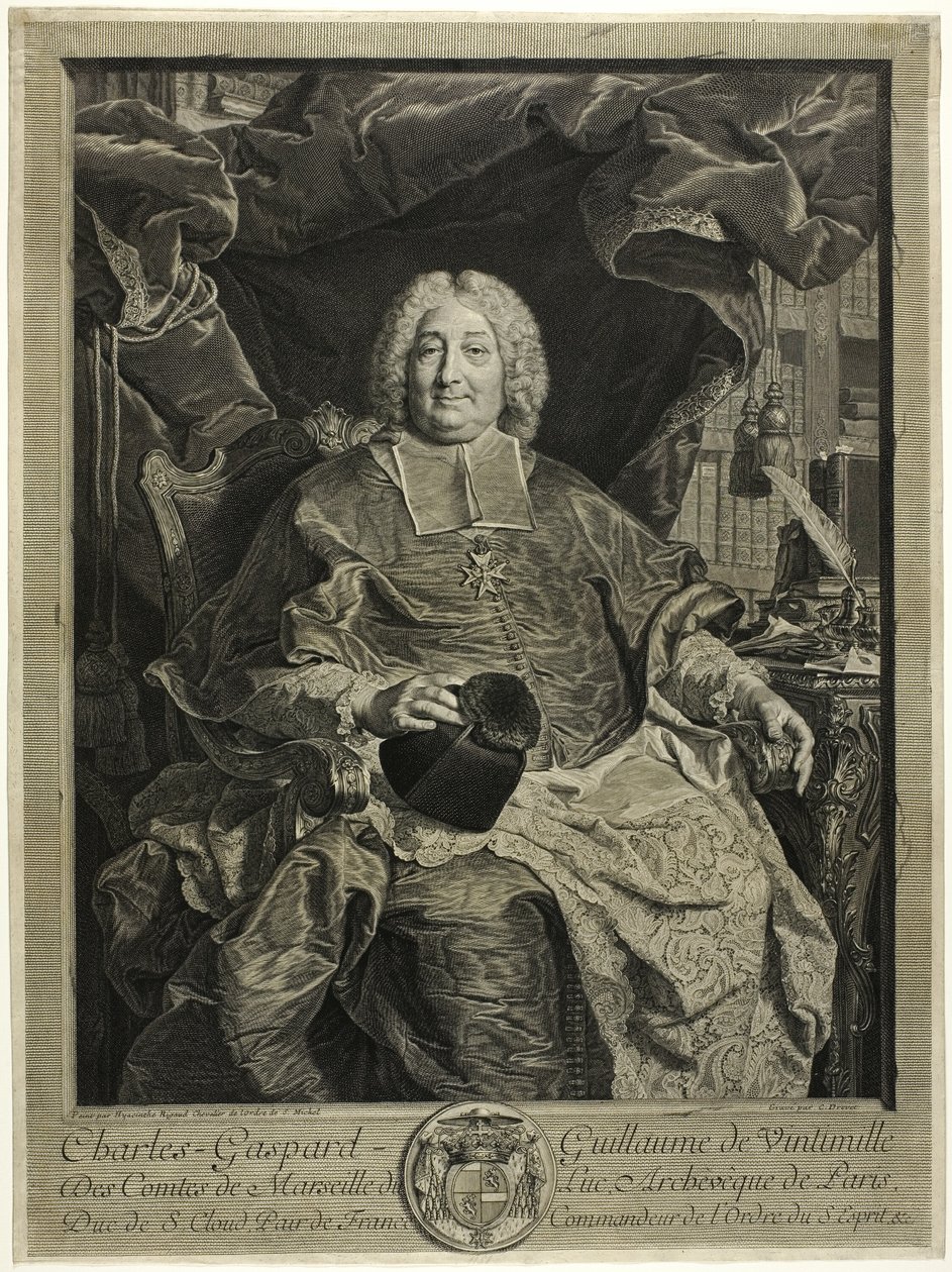 Pariisin arkkipiispa Charles-Gaspard-Guillaume de Ventimiglian muotokuva tekijältä Claude Drevet