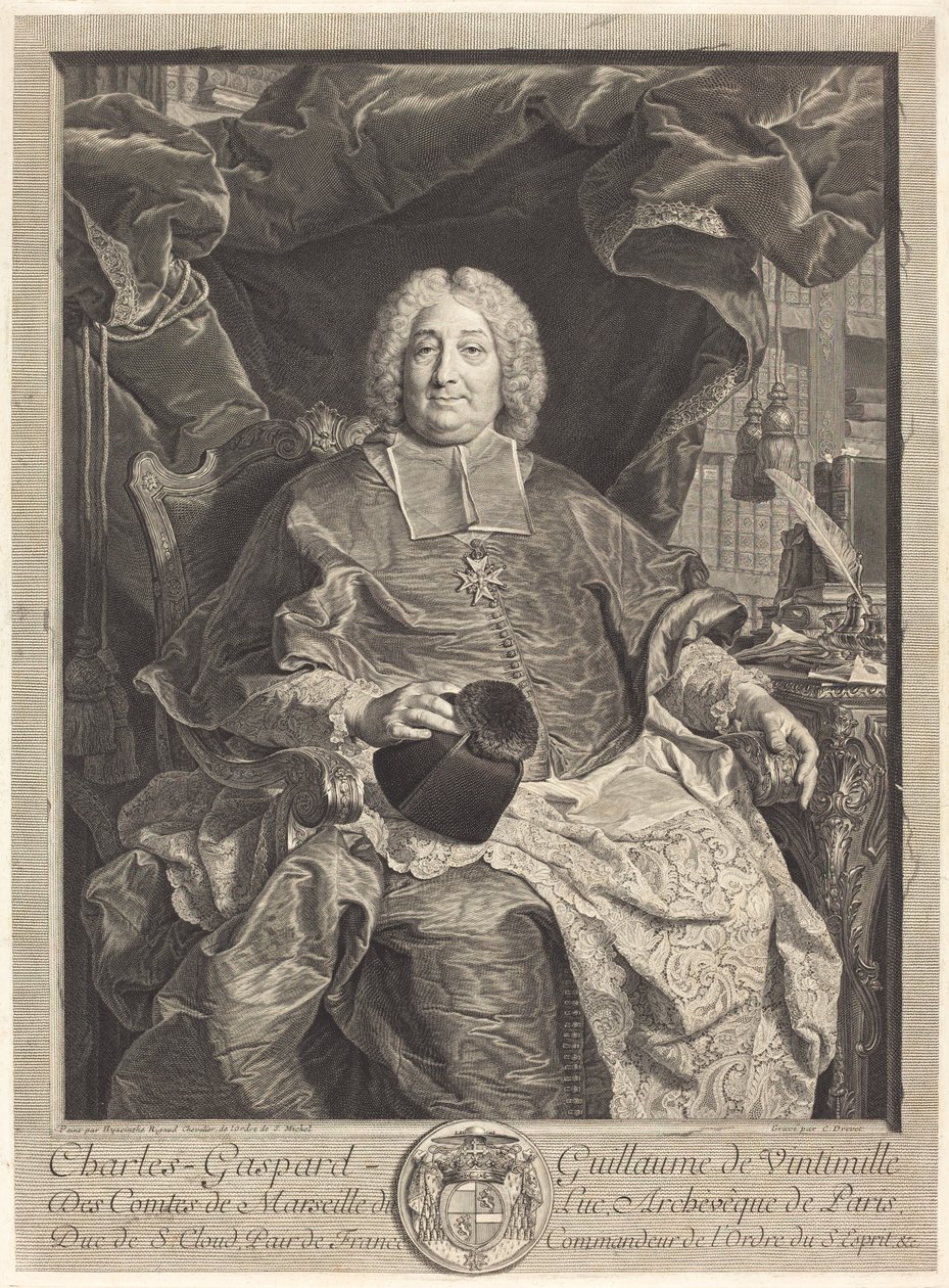 Charles-Gaspard-Guillaume de Ventimiglia du Luc, Pariisin arkkipiispa tekijältä Claude Drevet after Hyacinthe Rigaud