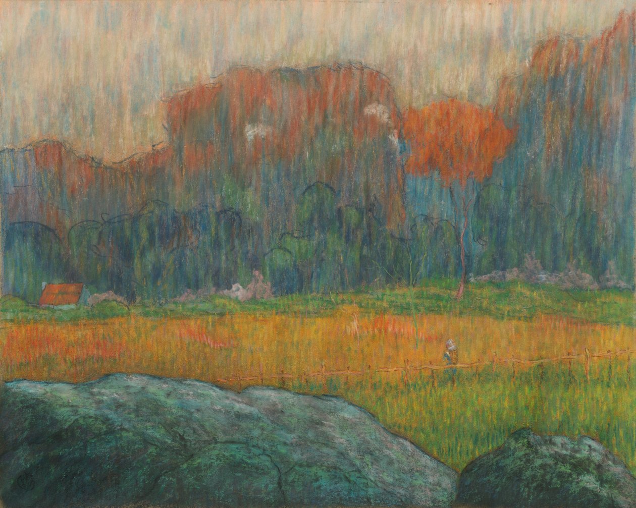 Maisema hahmolla ja taloilla, c. 1891. tekijältä Claude Emile Schuffenecker