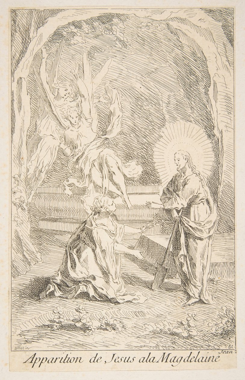 Kristus ilmestyy Maria Magdalenalle.a.n.d. Tekijät: Claude Gillot, Jacques Gabriel Huquier. tekijältä Claude Gillot, Jacques Gabriel Huquier