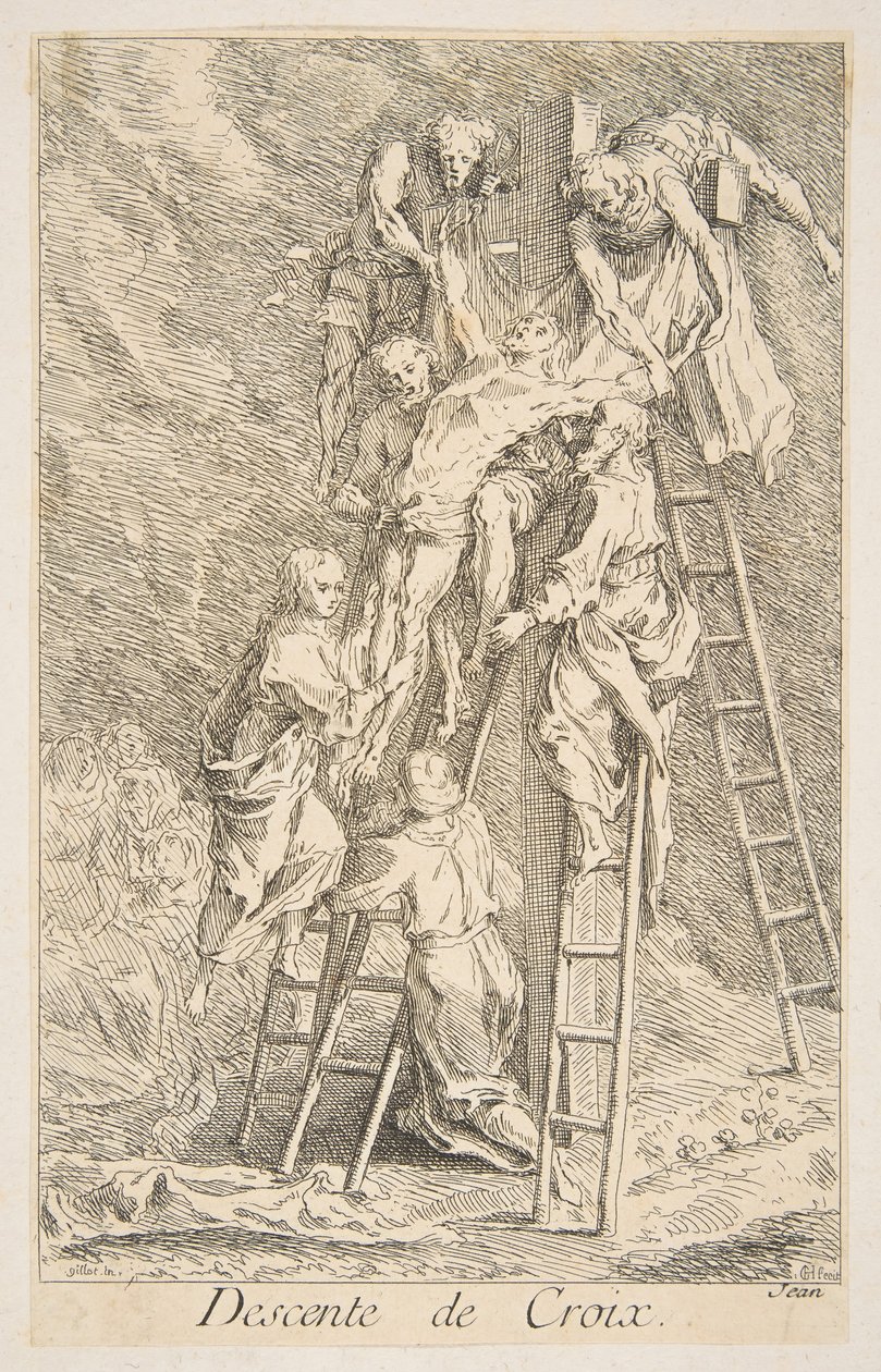 Laskeutuminen ristiltä.n.d. Tekijät: Claude Gillot, Jacques Gabriel Huquier. tekijältä Claude Gillot, Jacques Gabriel Huquier