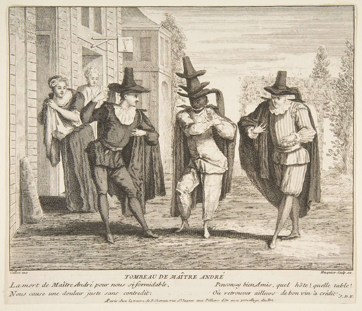 Maitre Andre.n.d.n kuolema. Tekijät: Claude Gillot, Jacques Gabriel Huquier. tekijältä Claude Gillot, Jacques Gabriel Huquier