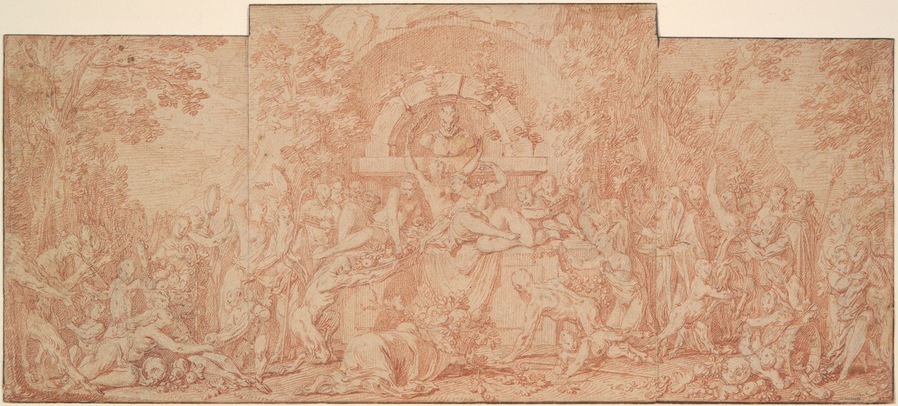Opiskelu God Pan -festivaalille (La Fete du Dieu Pan) tekijältä Claude Gillot