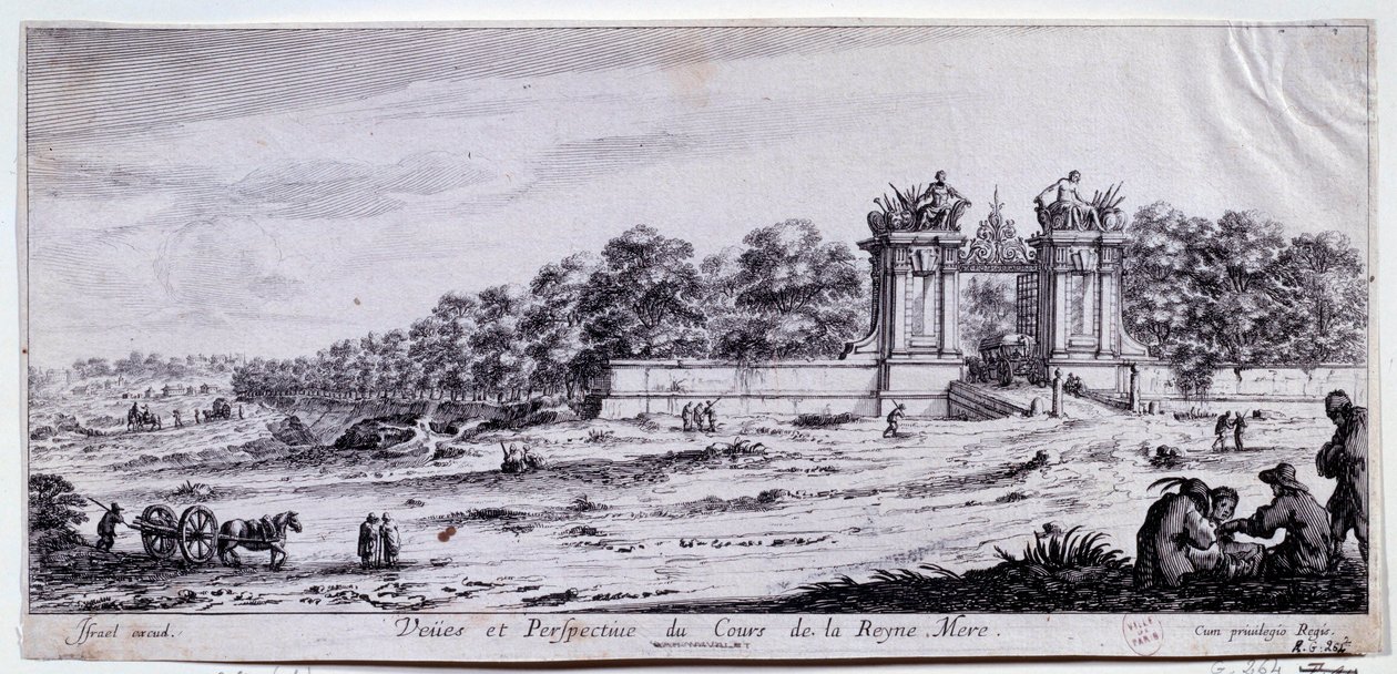 Näkymä ja näkökulma Cours de la Reine Merelle Tämän kävelyretken loi vuonna 1616 lähellä Place de l